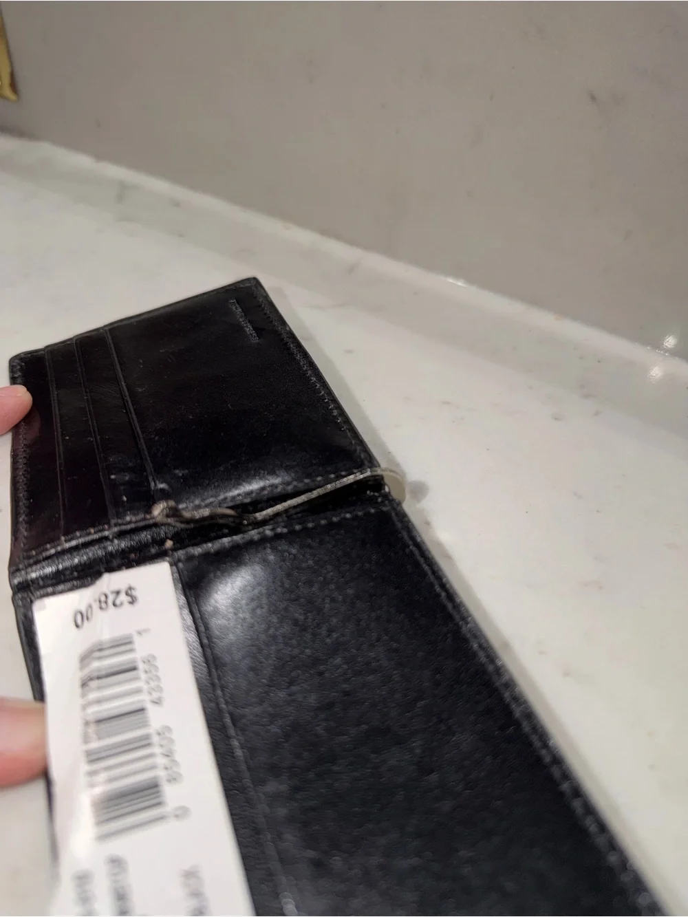 Classic Black Leather Money Clip Wallet - Men Accessories